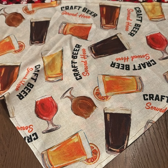 Hand Crafted Set of three dog bandanas Craft Beer and Checkered Bandanas plaid - Picture 3 of 4